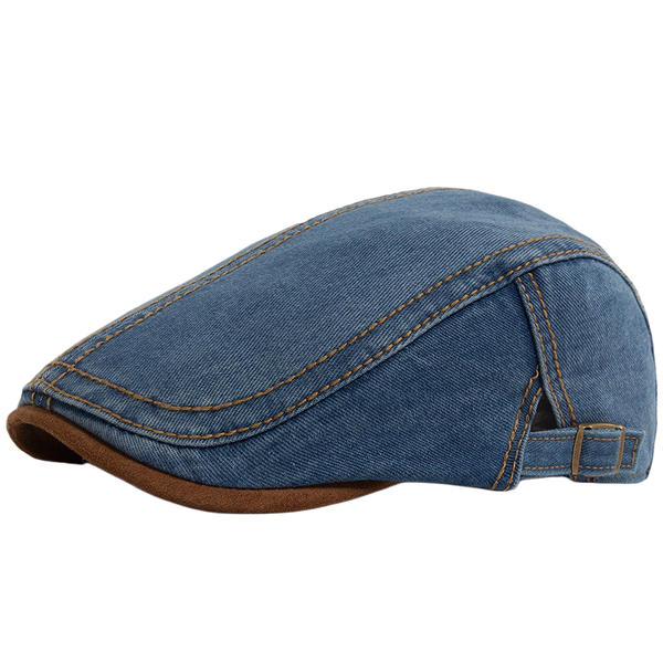 Cotton Denim Flat Cap Retro Beret Hat for Men &amp; Women Adjustable