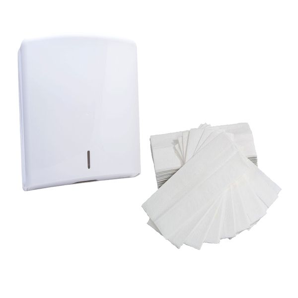 C-Fold Refillable Dispenser - White &amp; 2000 1Ply Hand Paper Towel Combo