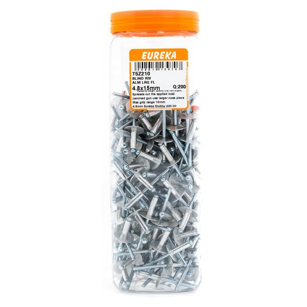 EUREKA Blind Rivet Aluminium Large Flange 4.8 x 15mm Q:200 T5Z210