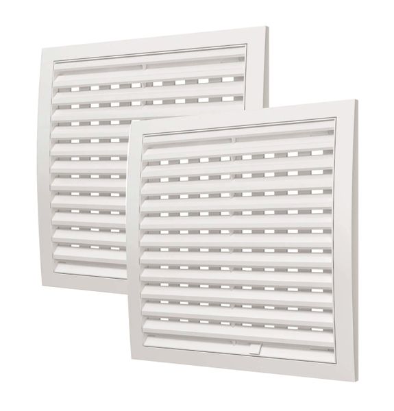 Ventilation adjustable wall cover grille external or internal mount 250x250mm - 2 pieces White