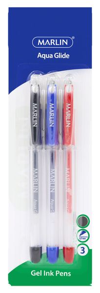 Marlin Gel Glide gel ink pens 3's assorted 0.7mm