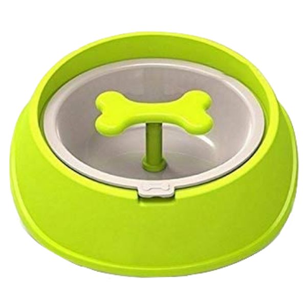 Pet Dog Slow Feeder Bowl With Bone Shaped Rotating Hinder - 20cm