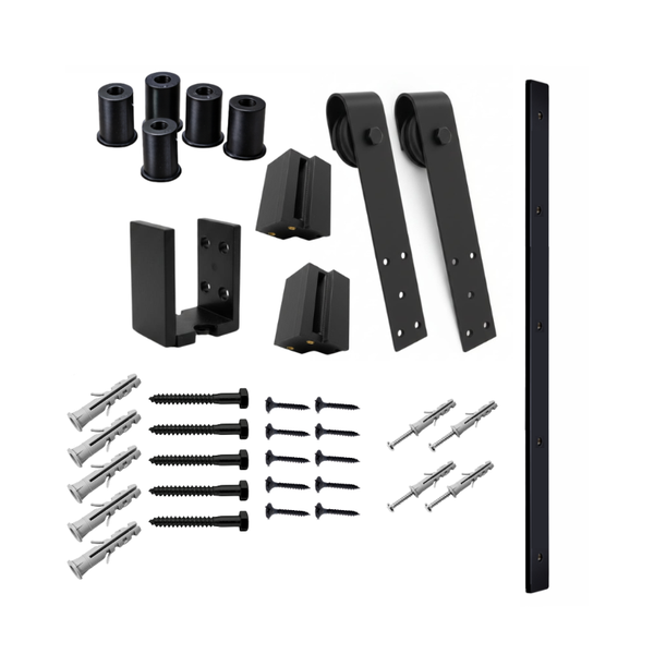 Sliding Barn Door Hardware Kit - Matte Black - Smooth &amp; Silent Top Mount
