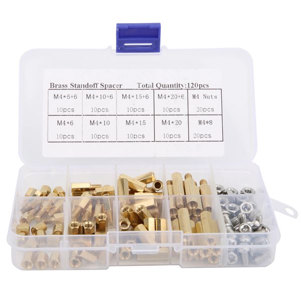 120-Piece Brass &amp; Stainless Steel PCB Standoff Kit