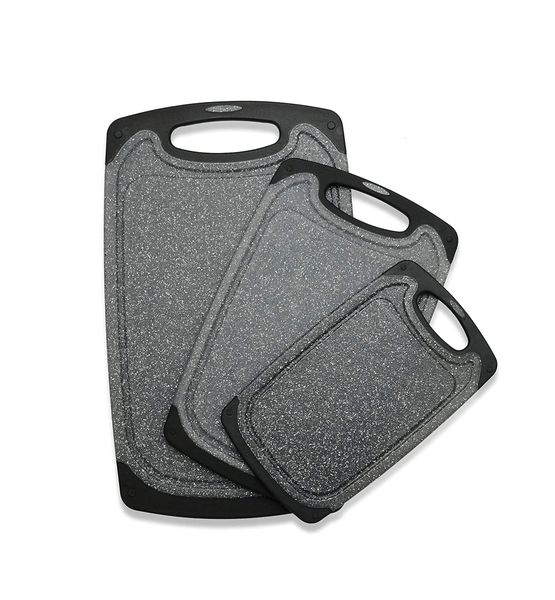 Pruchef - 3 Piece Reversible Cutting Chopping Board with Handles - Grey