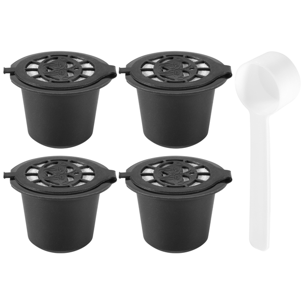 4x Refillable Reusable Coffee Capsules Pods For Nespresso Machines Spoon
