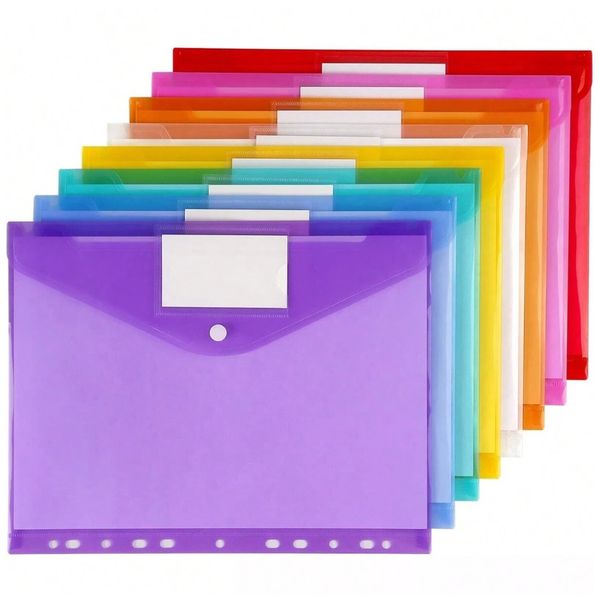 Stationery 11 Hole Snap Button Pocket Binder With Label 6pcs 30.5cm Special