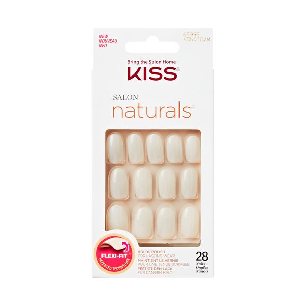 KISS Salon Natural 28 Artificial Stick on Nails, Natural Nude