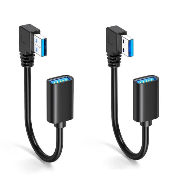 USB-A 90 Degree Adapter Extension Cable 30cm, USB 3.0, Left/Right Angle