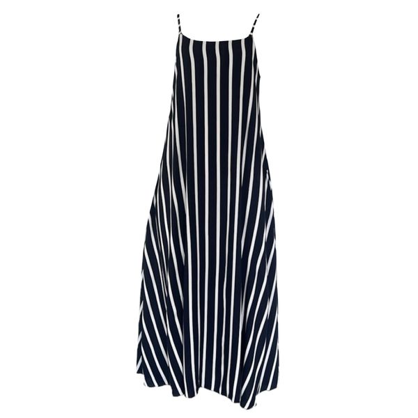 Ladies Navy Stripe Strap Dress