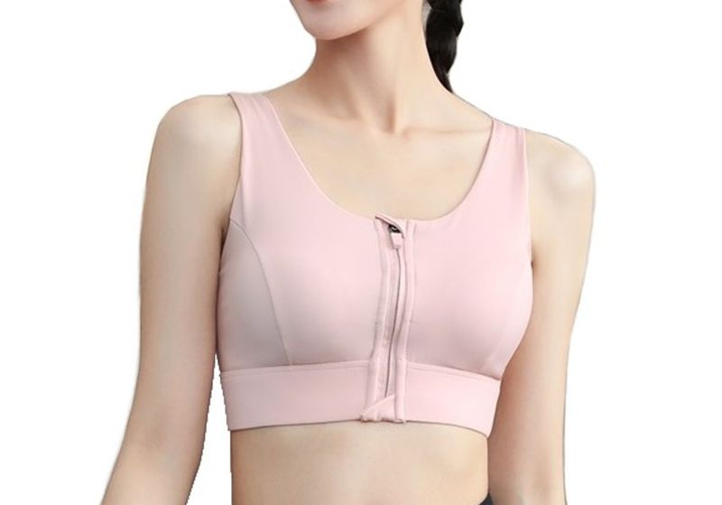 Zipper Front Open Sport Bra for Women Medium Impact for Workout Training