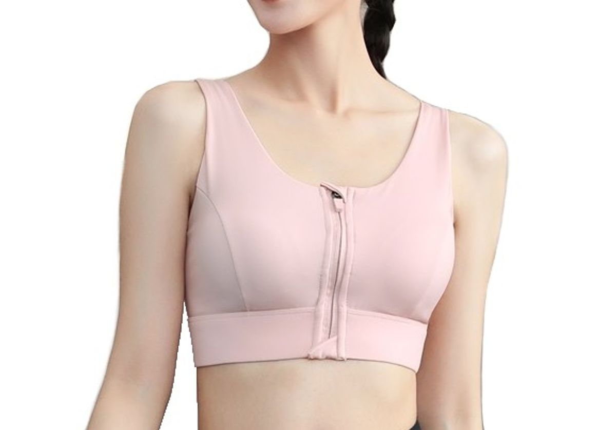 Zipper Front Open Sport Bra for Women Medium Impact for Workout Training