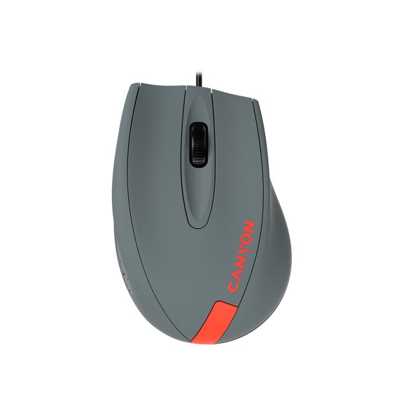 Canyon - Wired Optical Mouse with 3 Keys 1.5M USB Cable Gray-Red