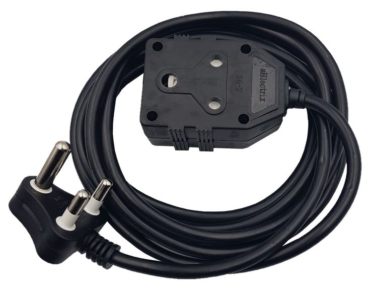Black 3m Extension Electrical Cord / Lead / Cable: Double Coupler(E 37A bl)