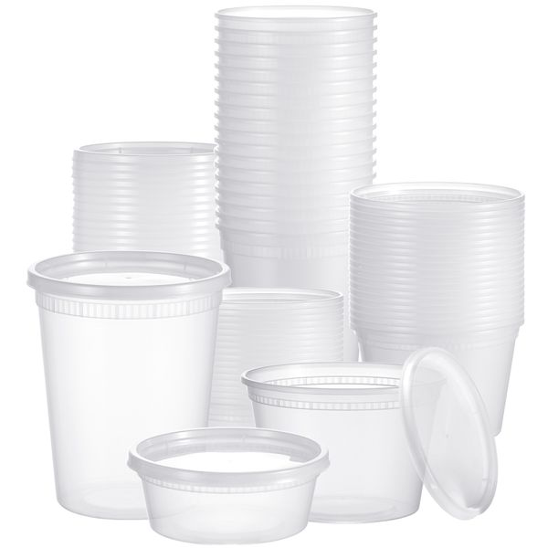 Chenshia Microwave Safe Meal Prep Tubs 3-Size Airtight Food Storage 60Pc