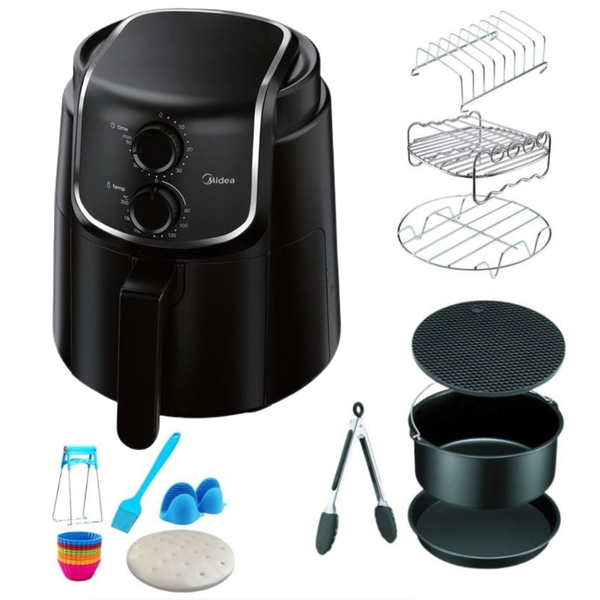 Midea - Mechanical Air Fryer (5L) with Air Fryer Accessories Set (28 Piece)