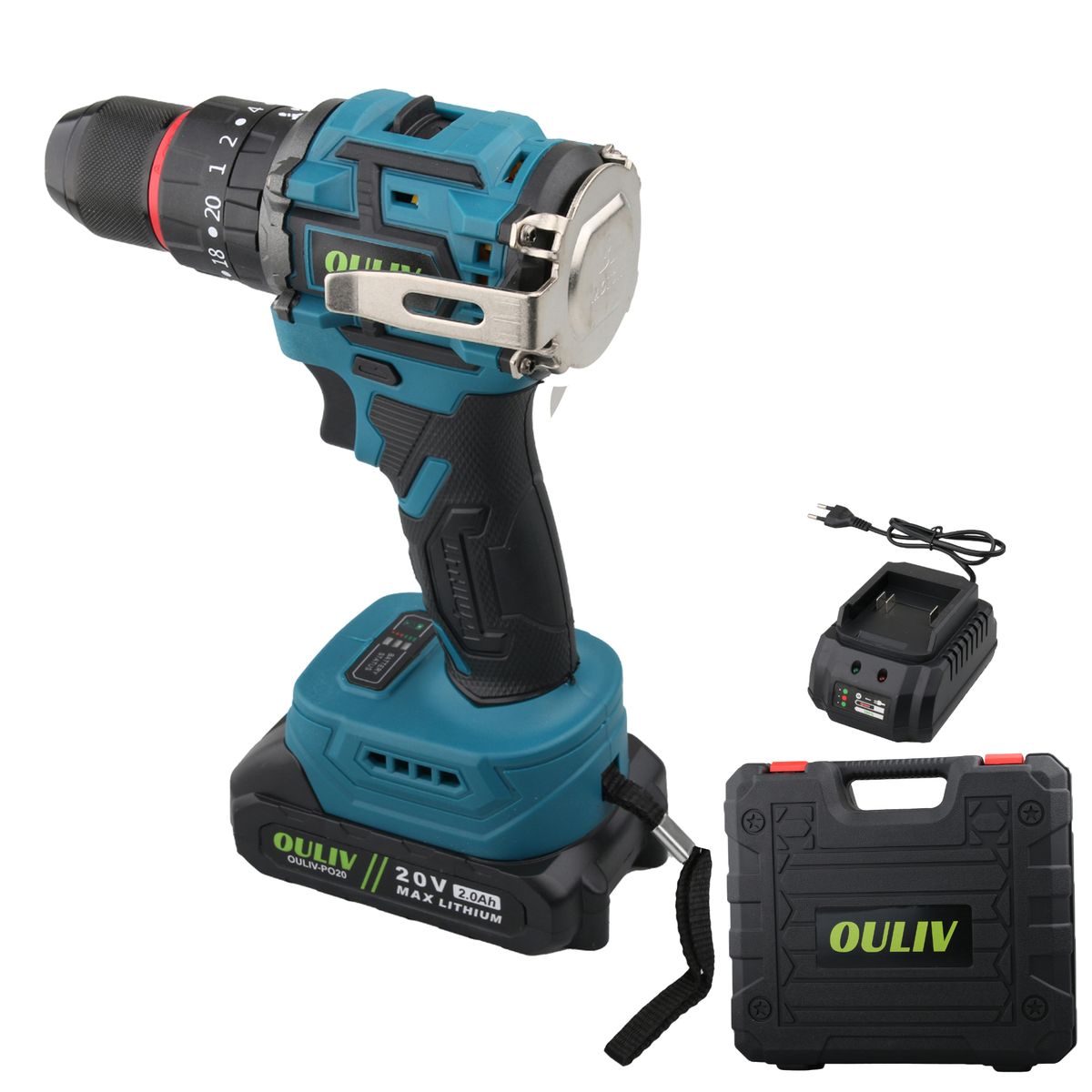 OULIV 70N.m Brushless Lithium Impact Drill Set-Includes Battery & Charger
