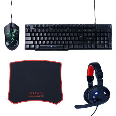 RGB Illuminated Gaming Mouse Keyboard Headphones & Mouse Pad Set of 4