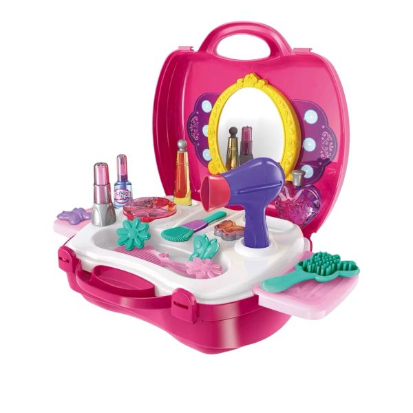 Kids Beauty Play Set -Pretend Makeup &amp; Hair Styling Kit with Case - 21 Piece