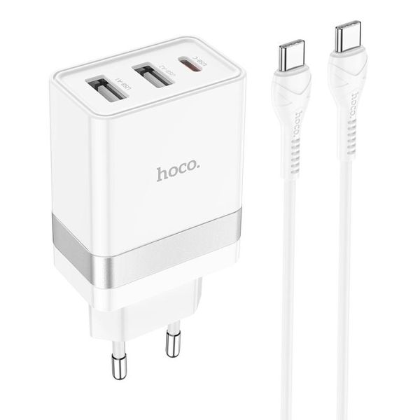 Hoco N21 Pro 30W Three Port Type C Travel Charger and Type C to Type C Cable