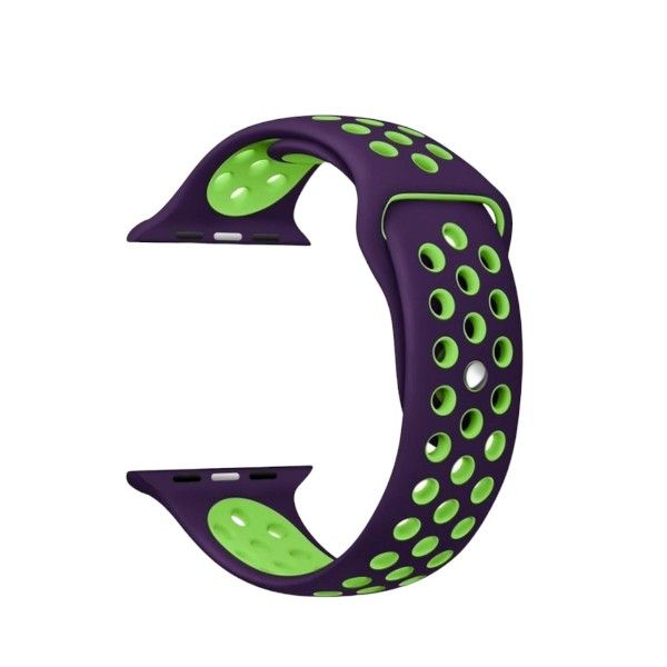 C.C.B - Watch Band - Soft Silicone Breathable Strap - Purple &amp; Lime