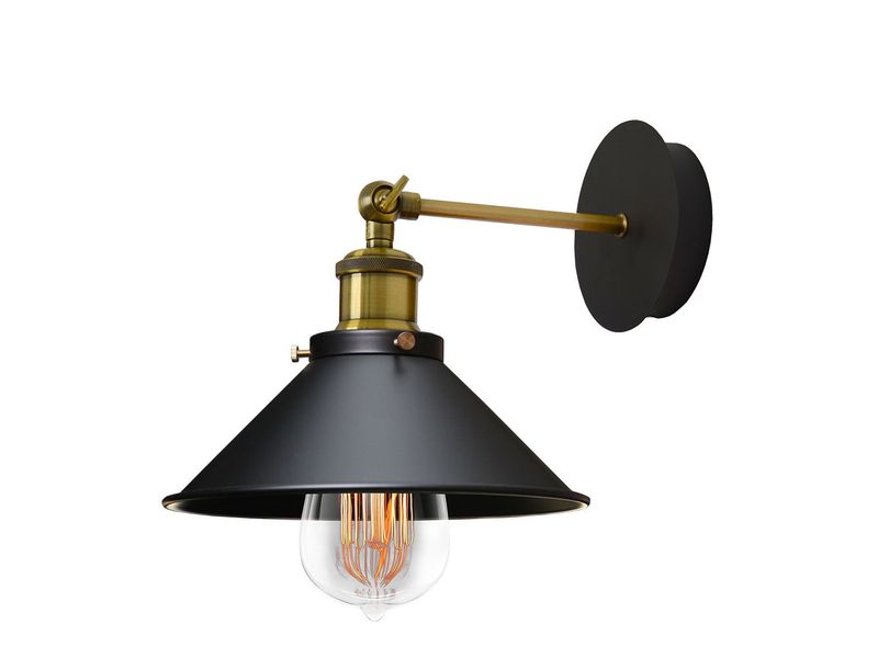 Tall Rustic Metal Shade Wall and Reading Light With Bulb