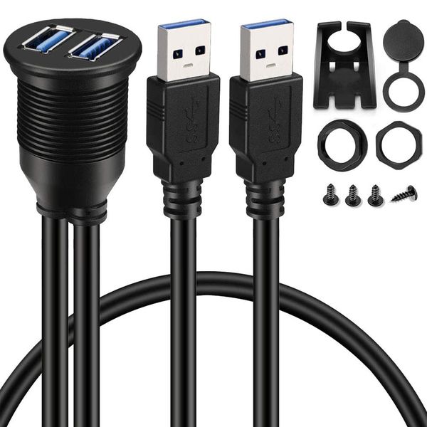 2 Ports Dual Usb 3 0 Aux Flush Mount Car Mount Extension Cable