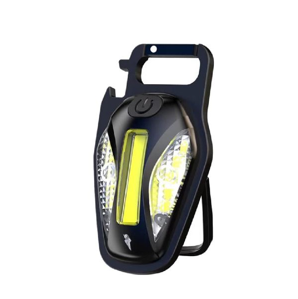 Rechargeable Magnetic LED + COB Keychain Torch With Carabiner Hook