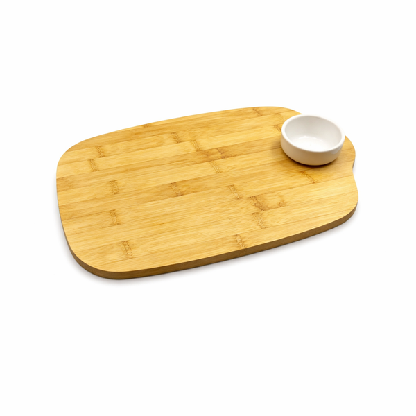 Ceramic Bowl &amp; Bamboo Tray - 40x24cm, Eco