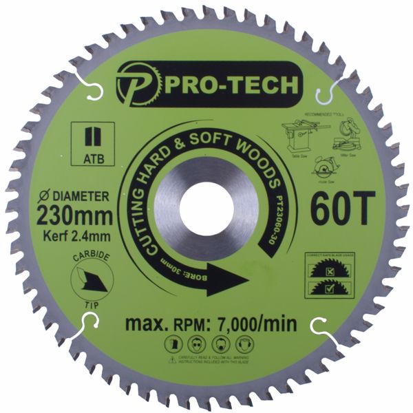 Pro-Tech - Saw Blade 230 x 2.4 x 30 x 60T Wood Professional - 2 Pack