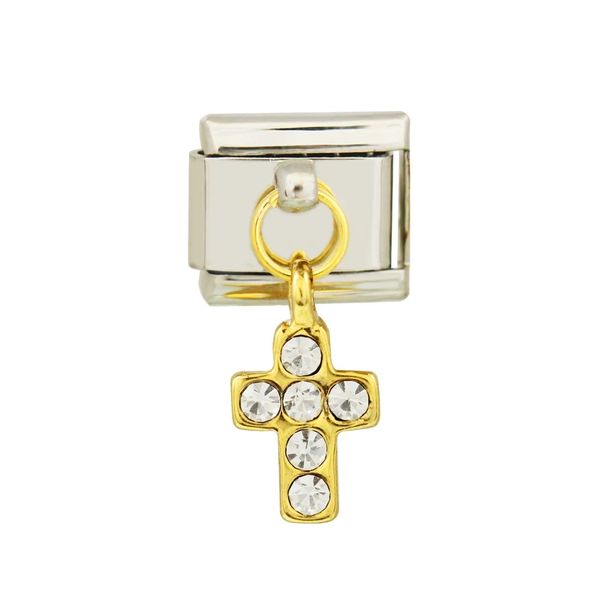 Golden Cross Italian Dangle Charm 9mm