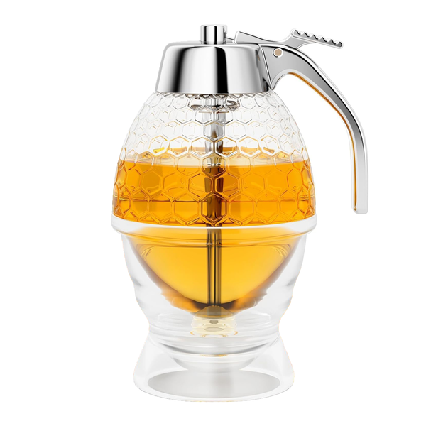 No Drip Syrup Jar 8 oz Honey Pot with Stand Syrup Dispenser Sugar Storage