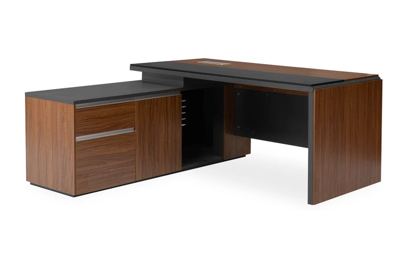 Executive L-shape office desk with storage drawers
