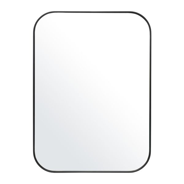 Sleek Round-Corner Rectangular Wall Mirror with Black Frame - 101cm x 35cm