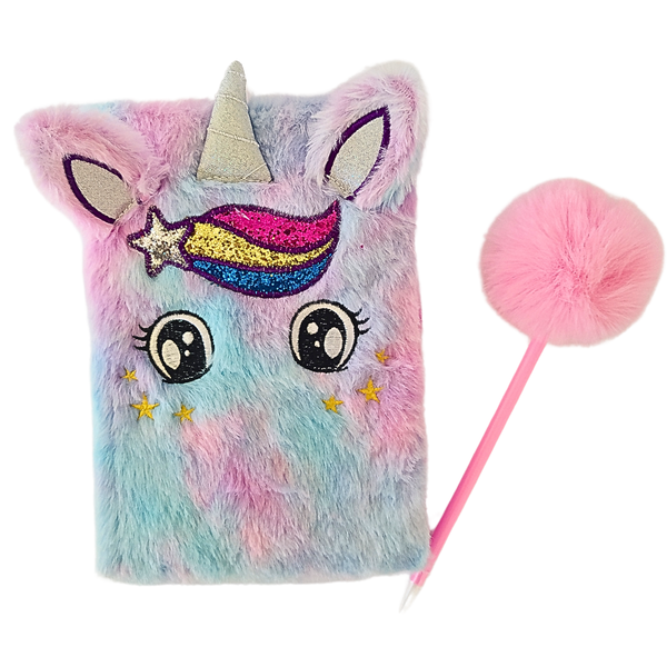 Pink Fluffy Unicorn Diary and Pen - 80 Lined pages