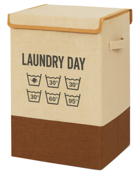 Laundry Bag - Foldable Laundry Hamper - Beige and Brown - 65L