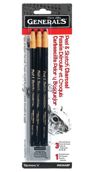 General's Peel &amp; Sketch Charcoal Pencil &amp; Eraser Set