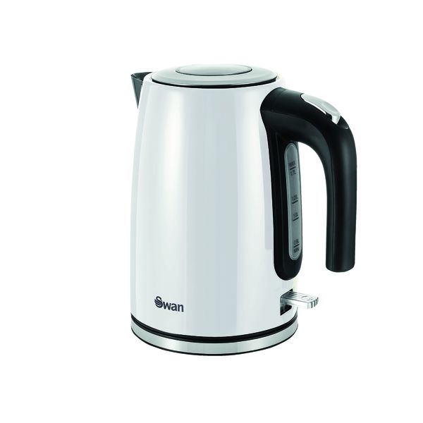 Swan Townhouse 1,7 Litre Stainless Steel Cordless Kettle Pearl White