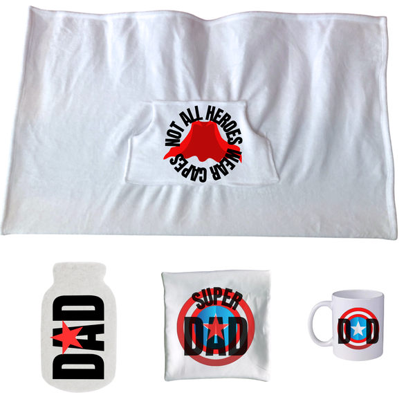 Men/Dad Gift Set - Blanket,Pillow Case,Hot Water Bottle Cover, Mug-Super dad