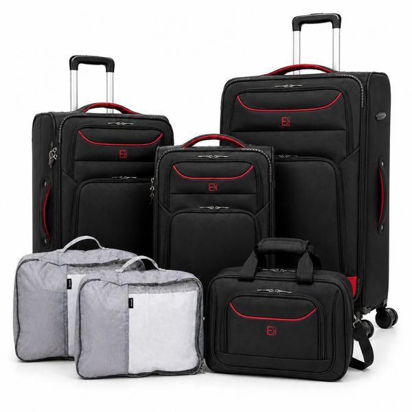 Monaco Soft Luggage 360 Wheels TSA 4 Piece Suitcase Set &amp; Free Packing Cube