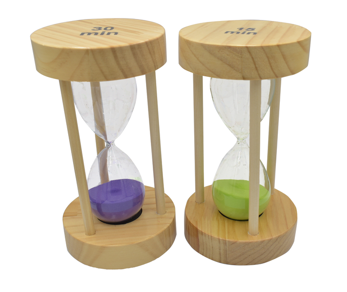 Hourglass Sand Timers for15,30 Minutes with Wood Holder - Set of 2