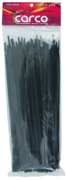 Carco 4.8mm x 250mm Black Cable Ties - Pack of 100