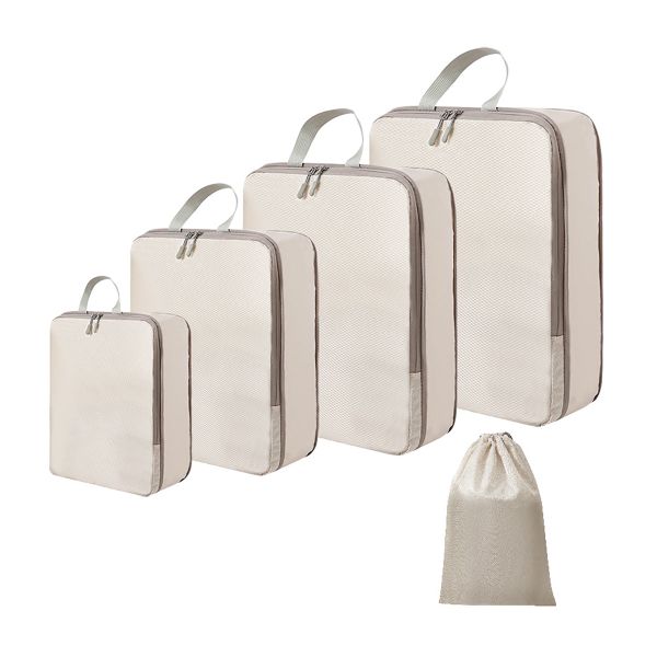 5 Pieces Compression Packing Cubes For Suitcase Luggage Organizer Bags