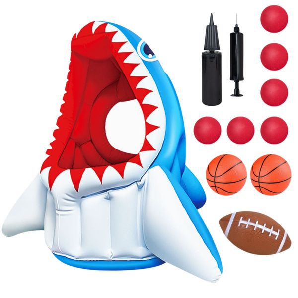 Inflatable Water Toys - Shark 3-in-1 Inflatable Pool Game Set