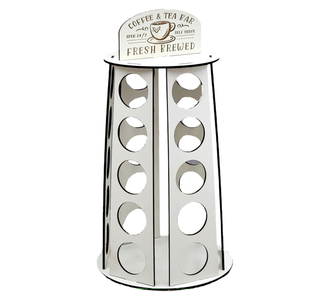 Coffee Pod Display Stand-3mm White Wood-Holds 30 Pods