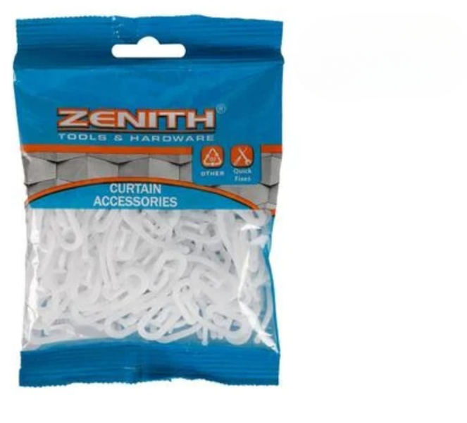 100-Pack Zenith Acetyl R6 Curtain Hooks - Premium Finish for Easy Hanging