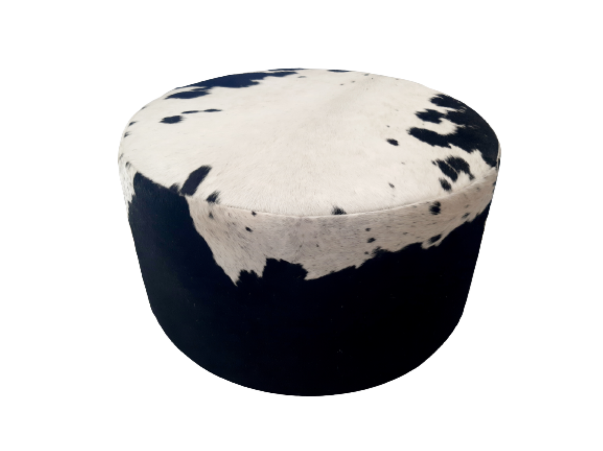Round Nguni Ottoman Black/White 74x46cm Buy Online in South