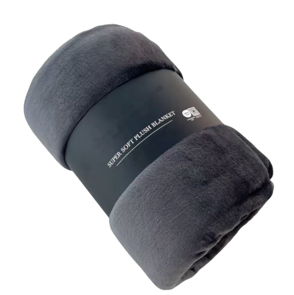 Super Soft Plush Polyester Coral Fleece Throw Blanket, 150x200cm-Grey