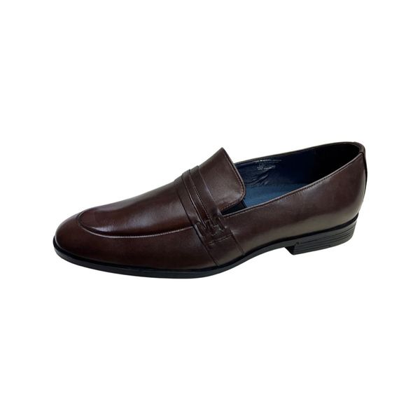 Men's Formal Leather Shoes . Apron Slip On Style / Brown