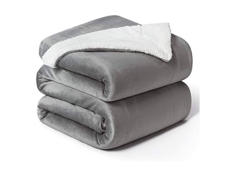 200x230 cm Sherpa-lined Fleece Blanket - Grey